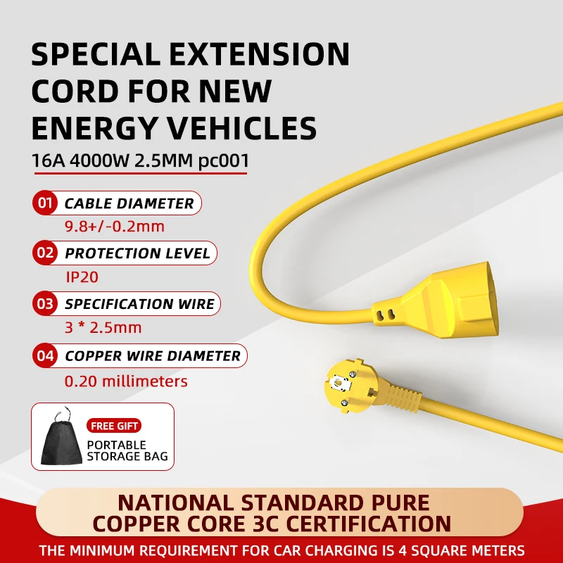 Outdoor Power Extension Cord - Tomada Elétrica Schuko EU 16A 4KW