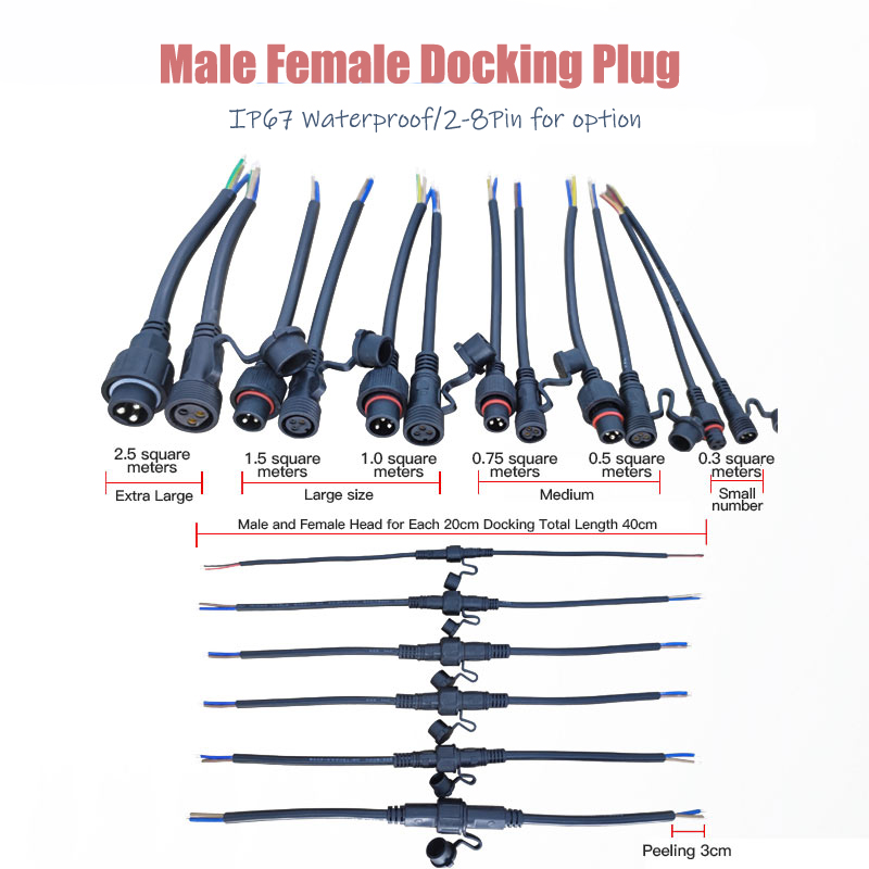 Outdoor Power Extension Cord - Masculino e Feminino Extensão Conector Fio,