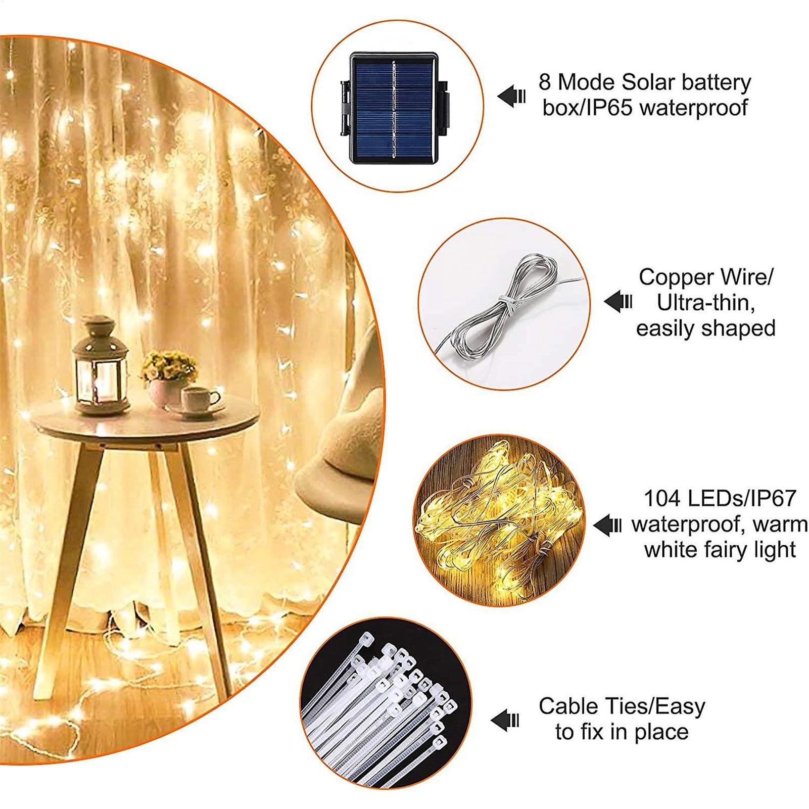 Outdoor Power Outlet Solar - Luz de corda para guarda-sol com