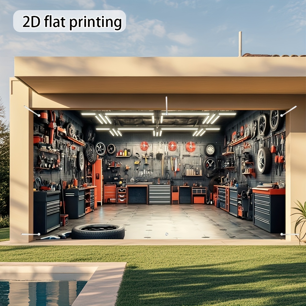 Outdoor Power Garage - Banner de ferramentas para oficina, impresso