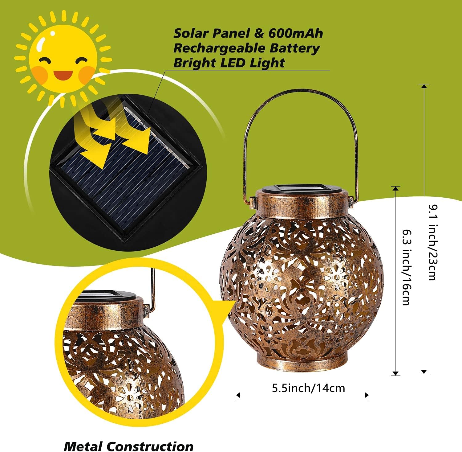1-6PCS Lanternas Solares Marro - Outdoor Power Outlet Solar avaliação e preço