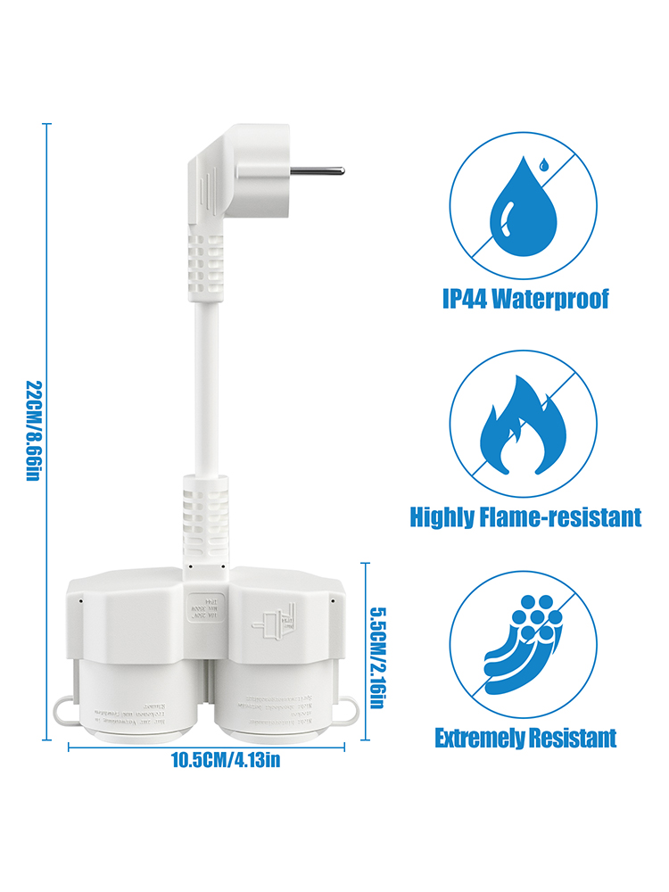 Cabo de Extensão EU com 2 Toma - Outdoor Power Extension Cord avaliação e preço