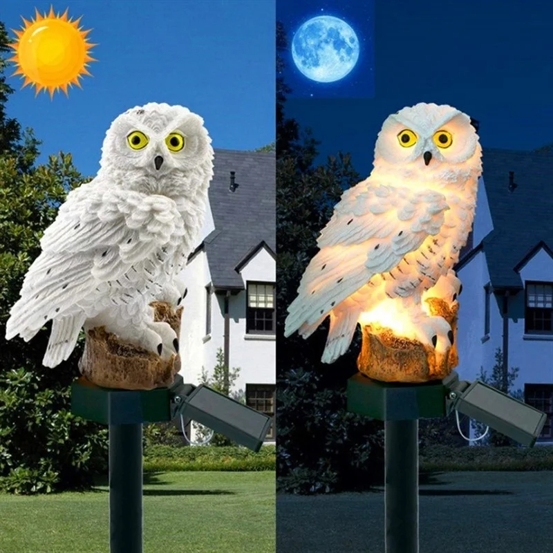 Estátua de Coruja Solar com Lu - Outdoor Power Outlet Solar avaliação e preço