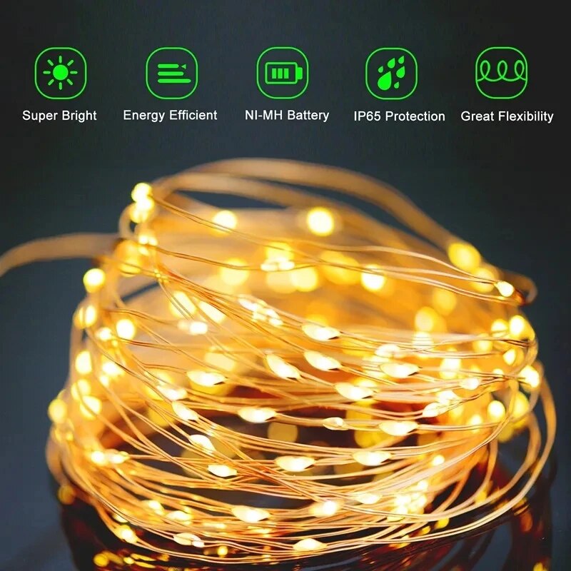 Impermeável cobre fio LED Stri - Outdoor Power Outlet Solar avaliação e preço