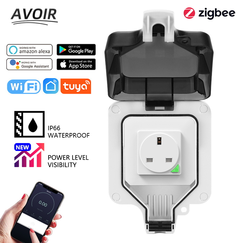 Avoir zigbee tuya ip66 tomada  - Outdoor Zigbee Power Plug avaliação e preço